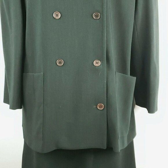 Vintage 80s Burberrys Womens Black Wool Cashmere Jacket Skirt Suit Set Size 10 - Picture 4 of 12